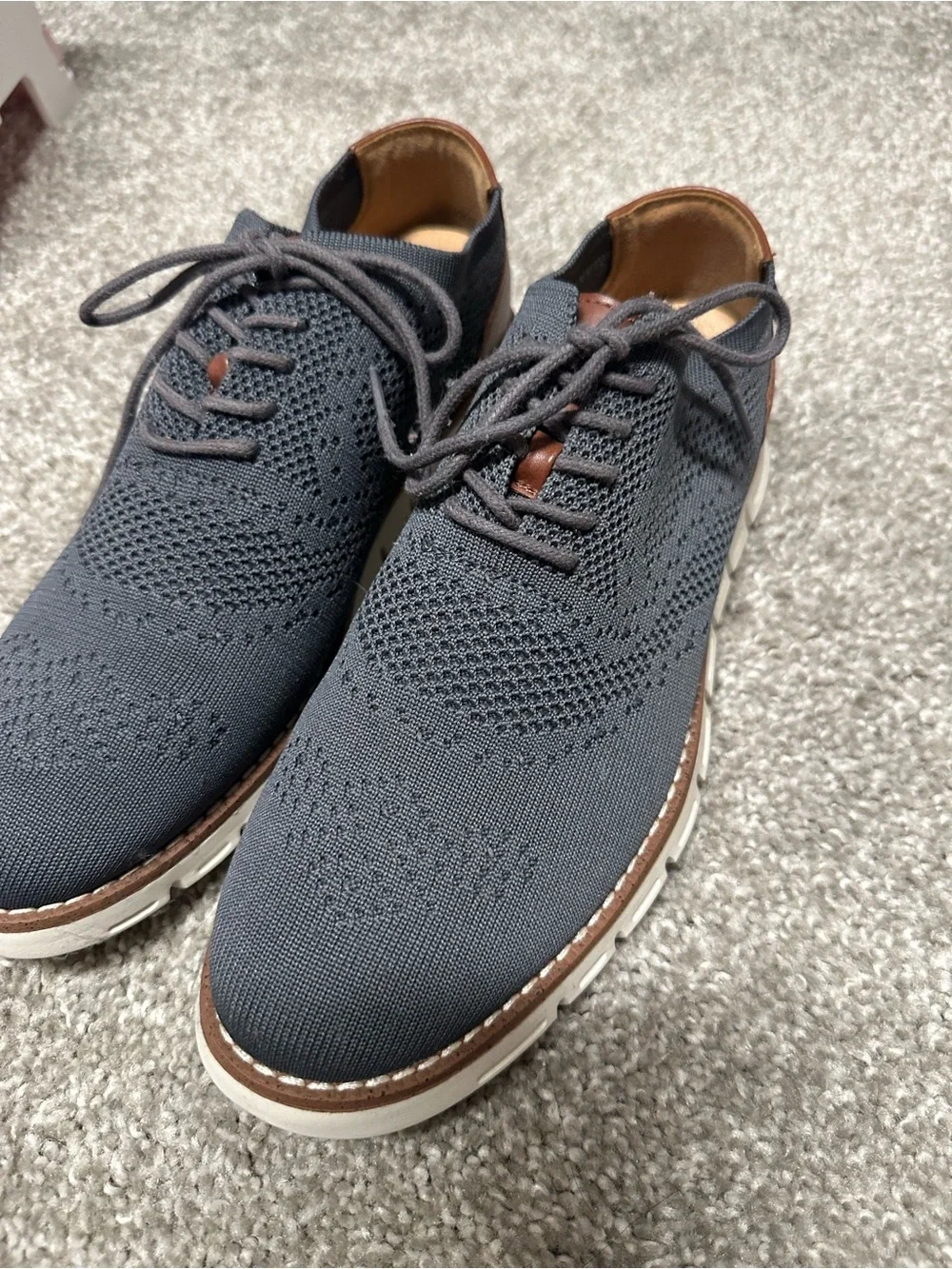 Nautica Charcoal Knit Lace-Up Oxfords with Brown Trim